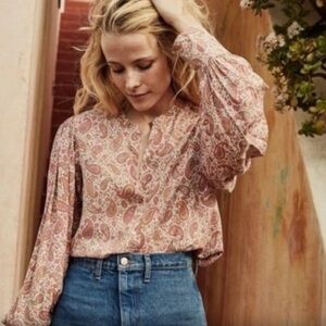 EUC Doen Scarlet Top in Golden Hour Paisley, M